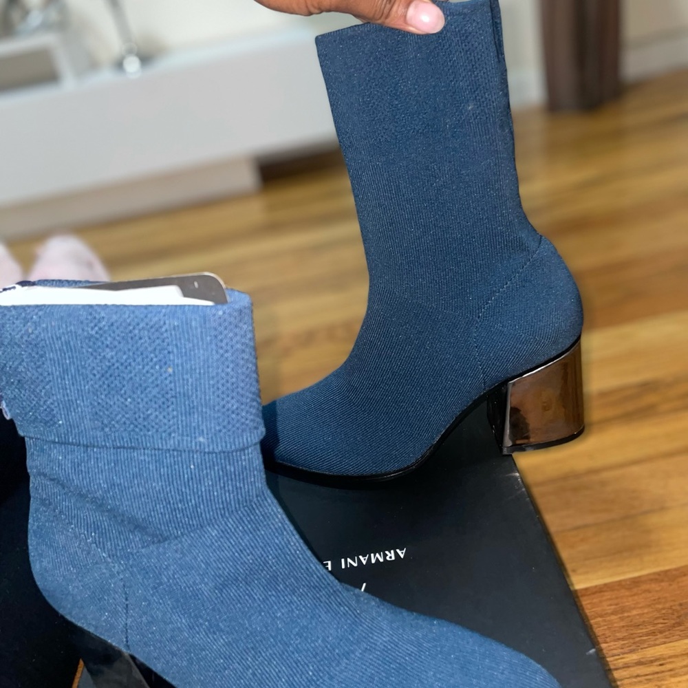 Indigo Foldable Armani Exchange Boots. Worn Once.
